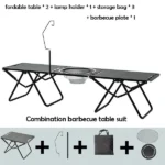 foldable camping table portable barbecue table black